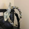 RETRO ART STYLE SILK SCARF BOW HEADBAND_CWAHA07645: Green / (OS) 1