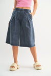 Mineral Wash Pleated Culottes