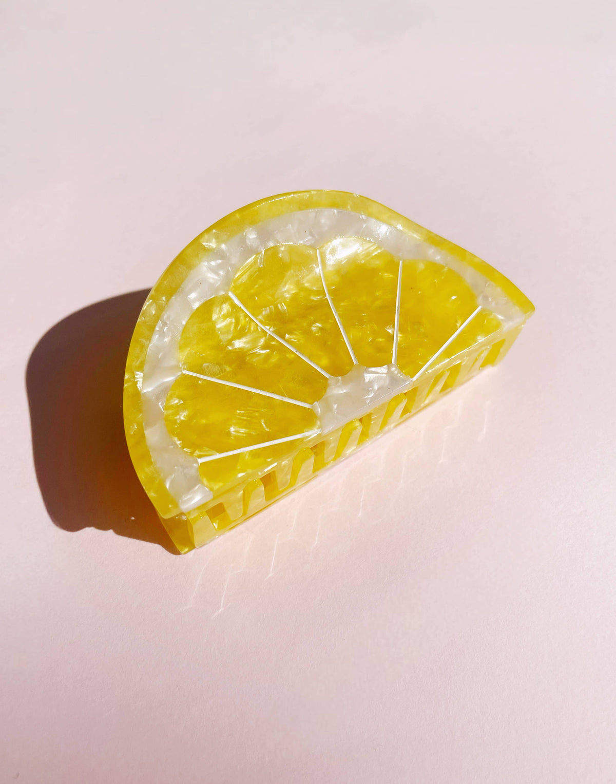 Pinza para el cabello de limón, color amarillo brillante // Acetato de celulosa