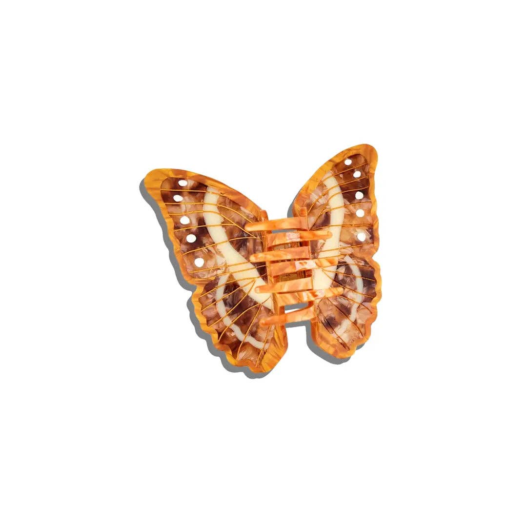 Pinza para el cabello de mariposa Morpho pintada a mano | Ecológica: Marrón