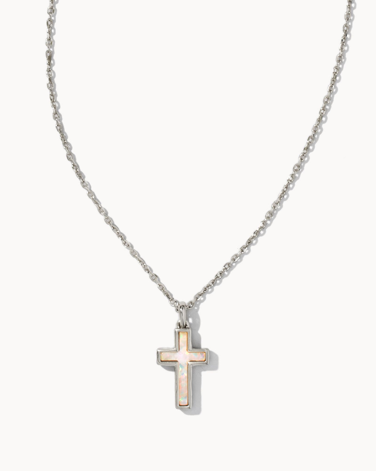 Cross Pendant White Opal Necklace