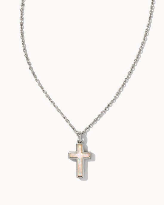 Cross Pendant White Opal Necklace