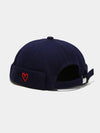 Simple Heart Embroidered Docker Hat With Adjustable Fit: NAVY / (OS) 1