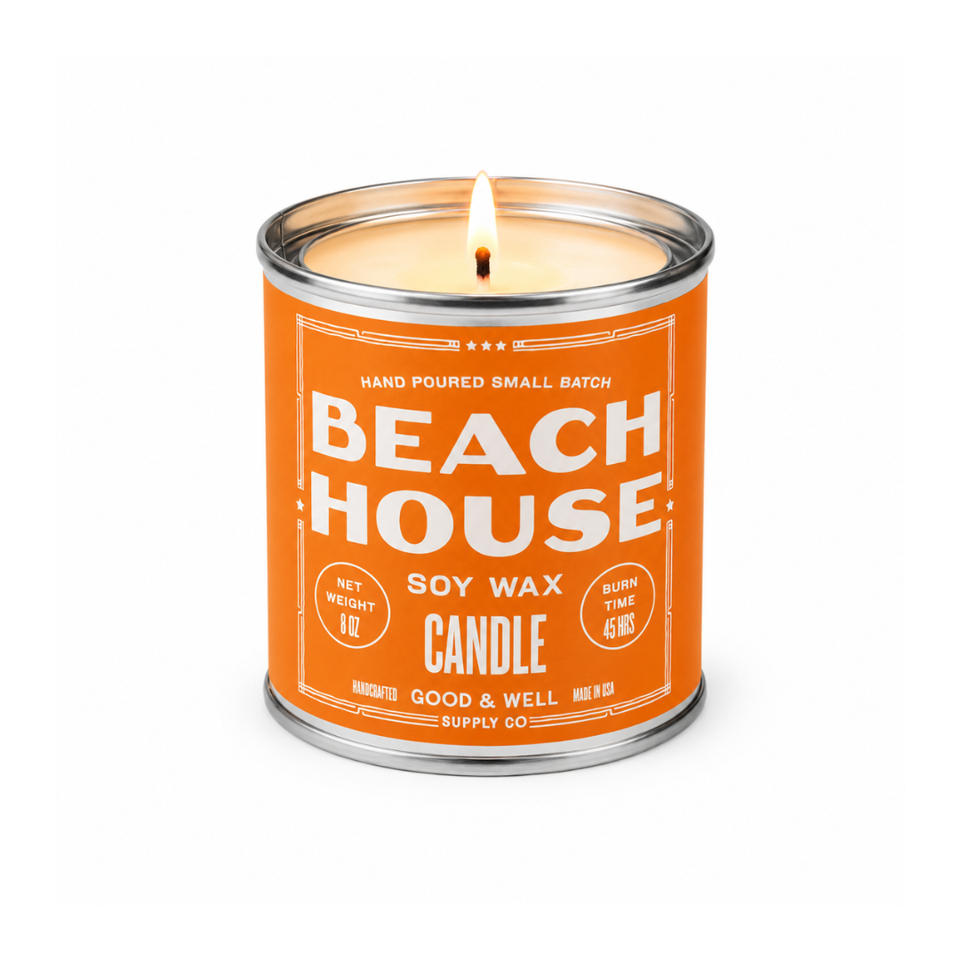 Beach House Soy Candle - Happy Place Collection: 1/2 Pint / Cotton Wick