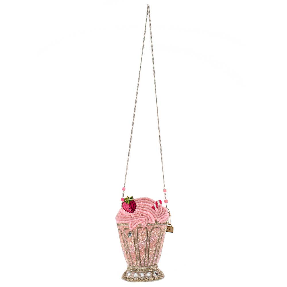 Sac à bandoulière perlé en forme de milkshake rose Shake It Up