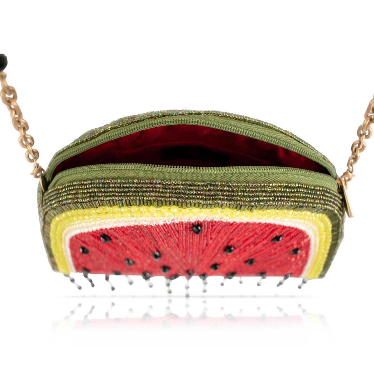 Hola, bolso cruzado con diseño de rodaja de sandía de cuentas