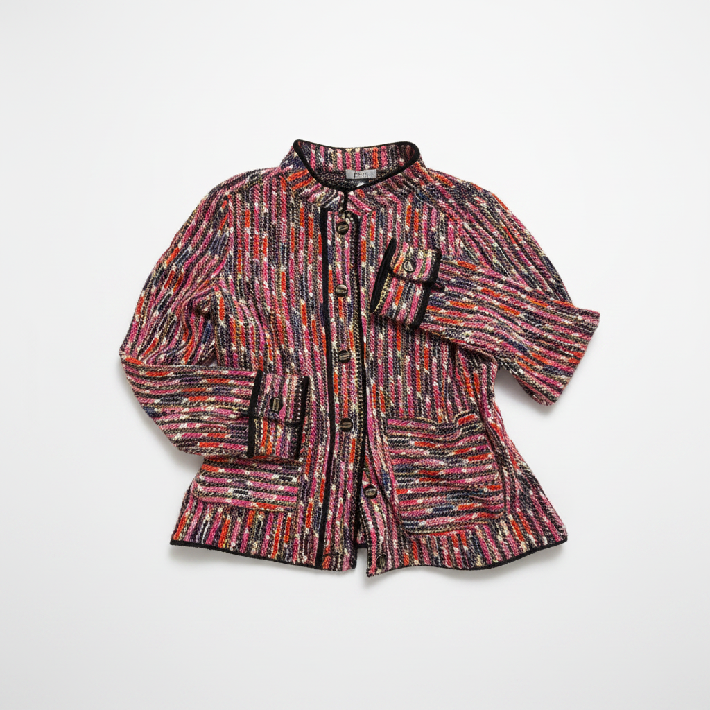 Veste à franges en tricot mosaïque