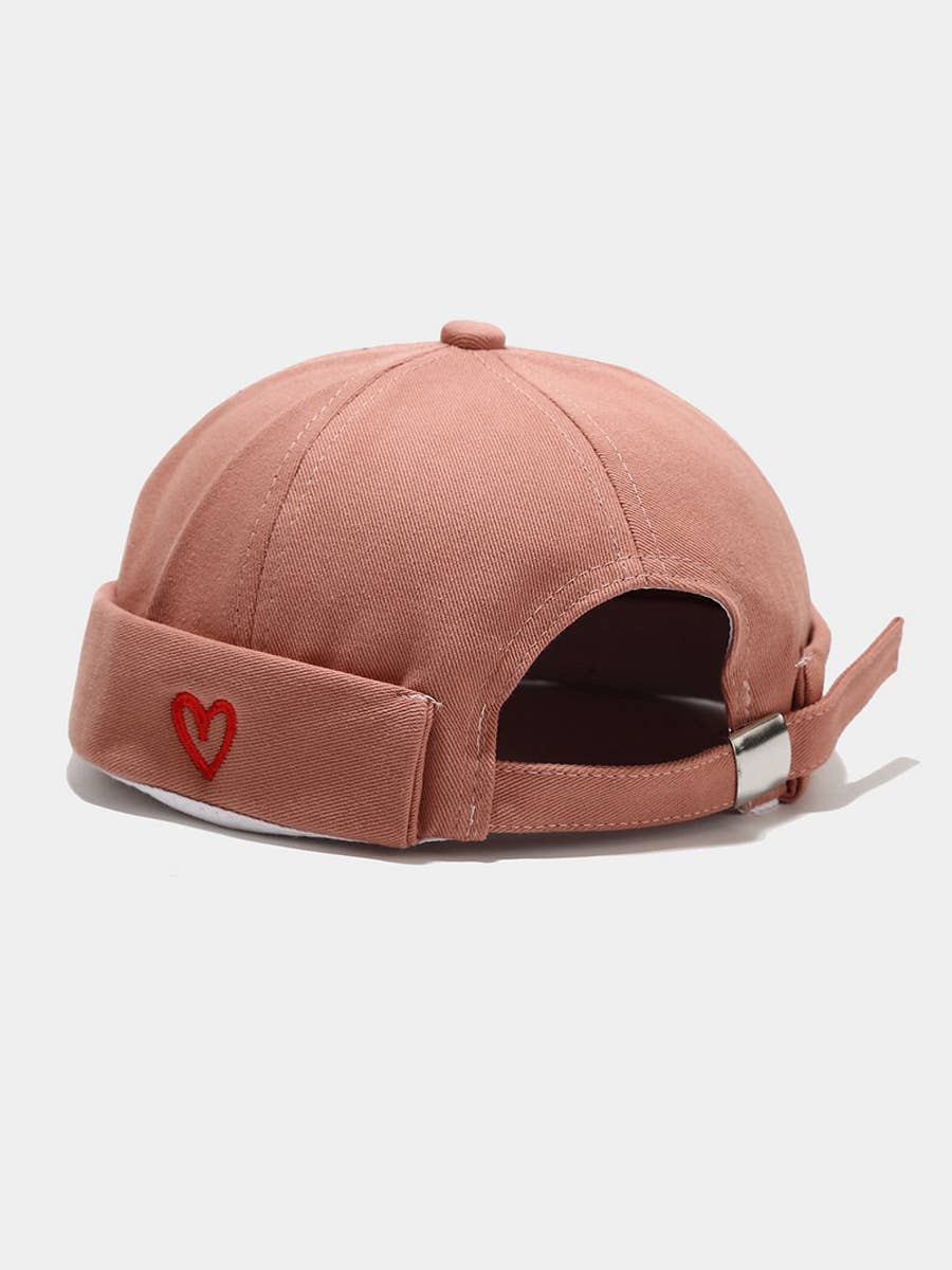 Simple Heart Embroidered Docker Hat With Adjustable Fit: Green / (OS) 1