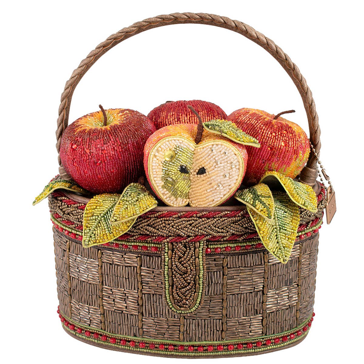 Sac à main à anse supérieure en perles motif verger de pommiers