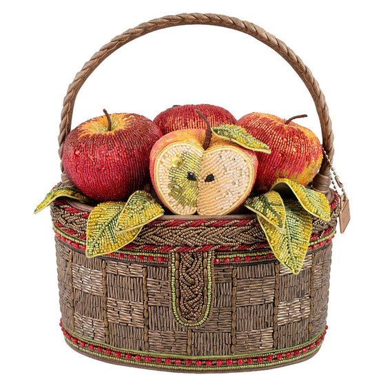 Apple Orchard Beaded Fruit Basket Top Handle Bag