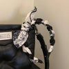 RETRO ART STYLE SILK SCARF BOW HEADBAND_CWAHA07645: Blue / (OS) 1