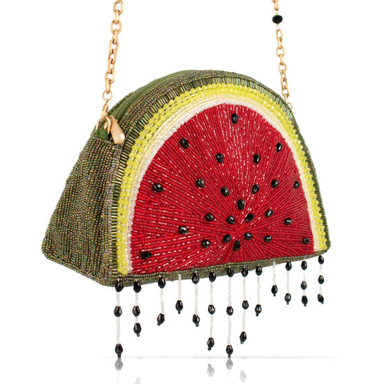 Hello Watermelon Beaded Fruit Slice Crossbody Handbag