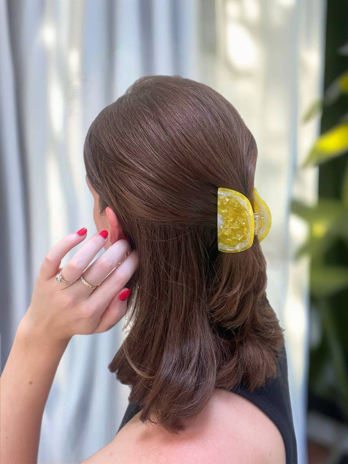 Pinza para el cabello de limón, color amarillo brillante // Acetato de celulosa