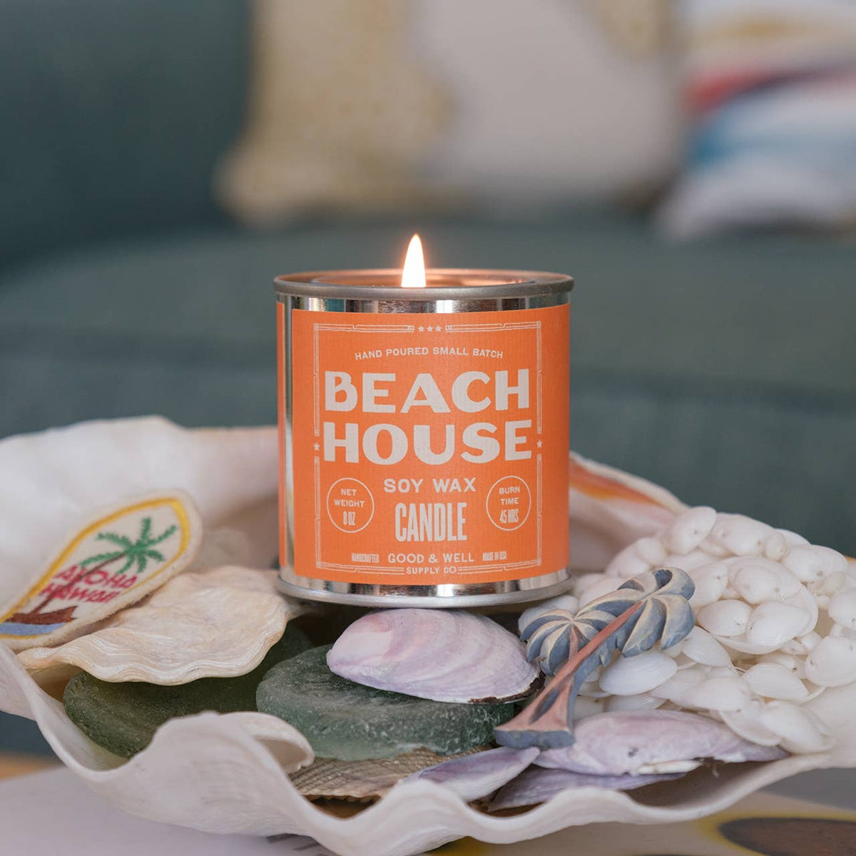 Beach House Soy Candle - Happy Place Collection: 1/2 Pint / Cotton Wick