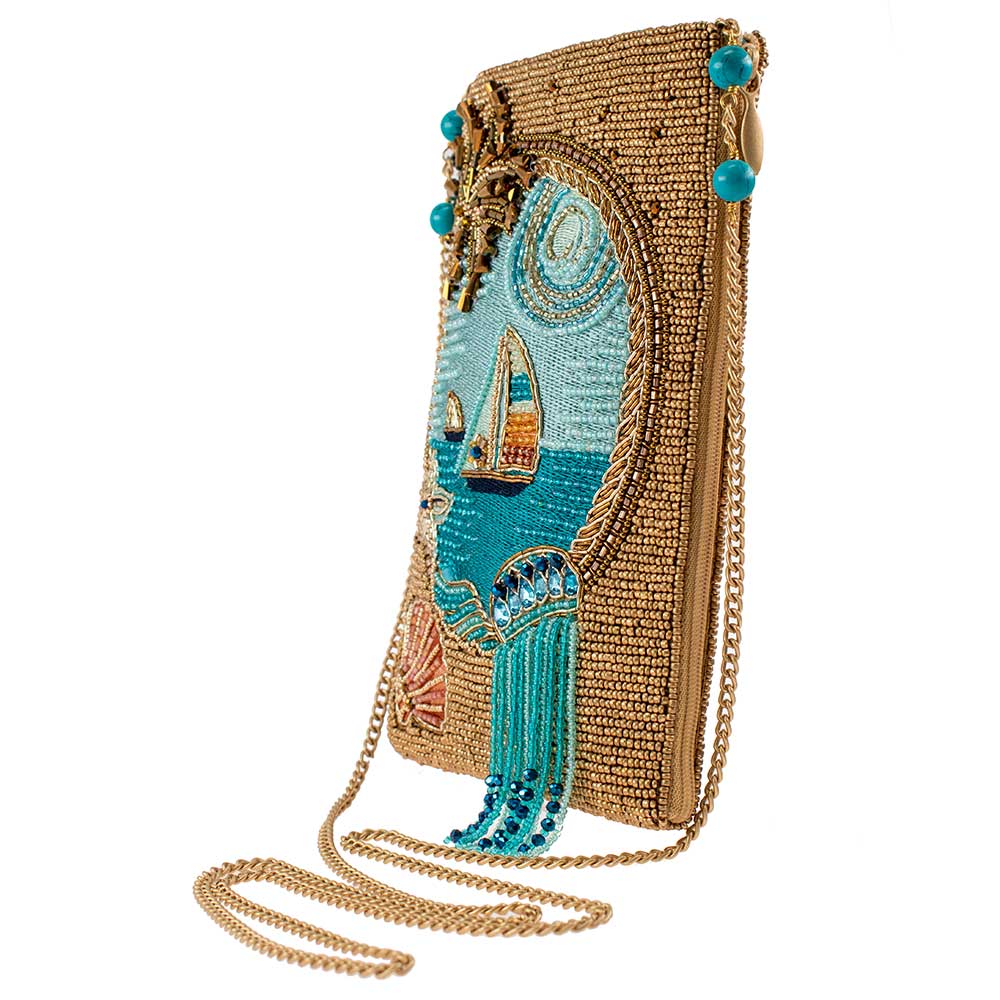 Bolso bandolera para móvil con cuentas de velero y temática oceánica "Sail Away"