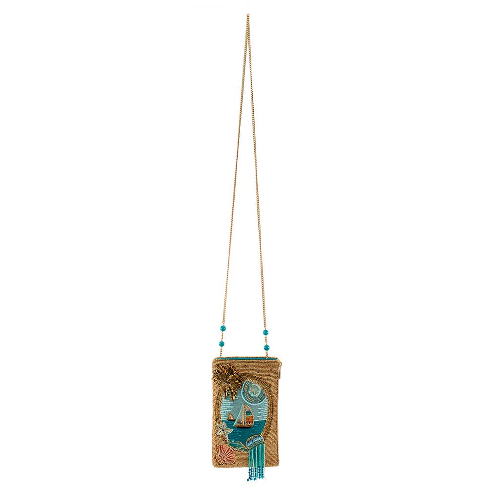 Bolso bandolera para móvil con cuentas de velero y temática oceánica "Sail Away"