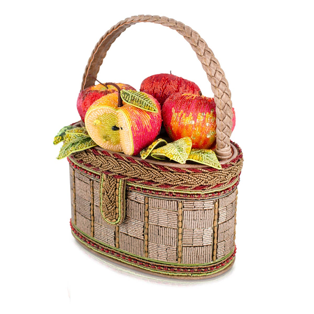 Sac à main à anse supérieure en perles motif verger de pommiers