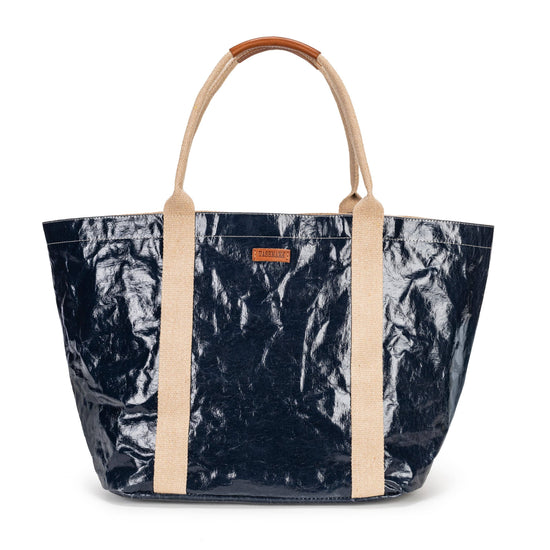 GIULIA GLOSSY TOTE BAG: Glossy Blue / Large