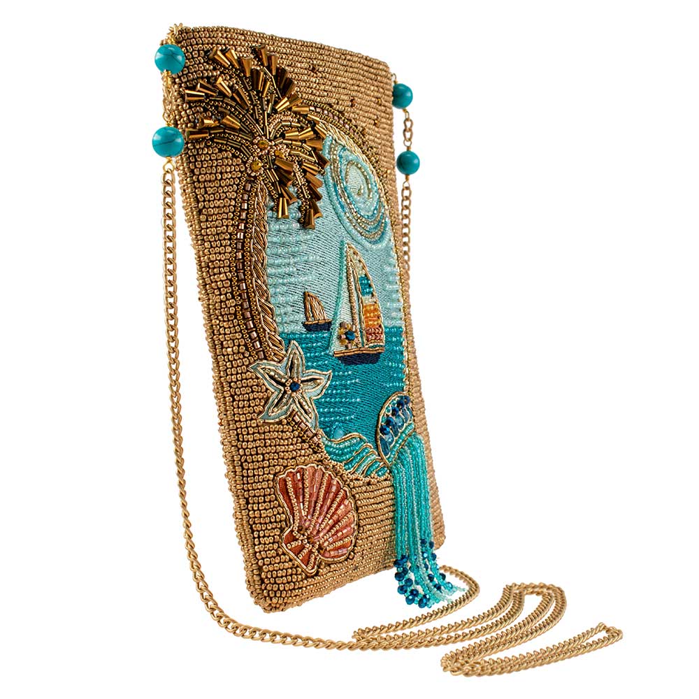 Bolso bandolera para móvil con cuentas de velero y temática oceánica "Sail Away"