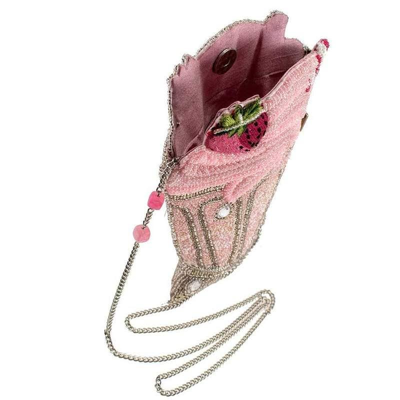 Sac à bandoulière perlé en forme de milkshake rose Shake It Up
