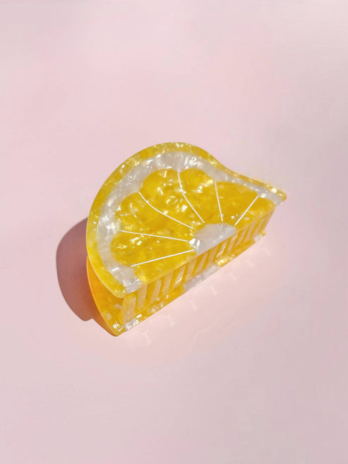 Pinza para el cabello de limón, color amarillo brillante // Acetato de celulosa