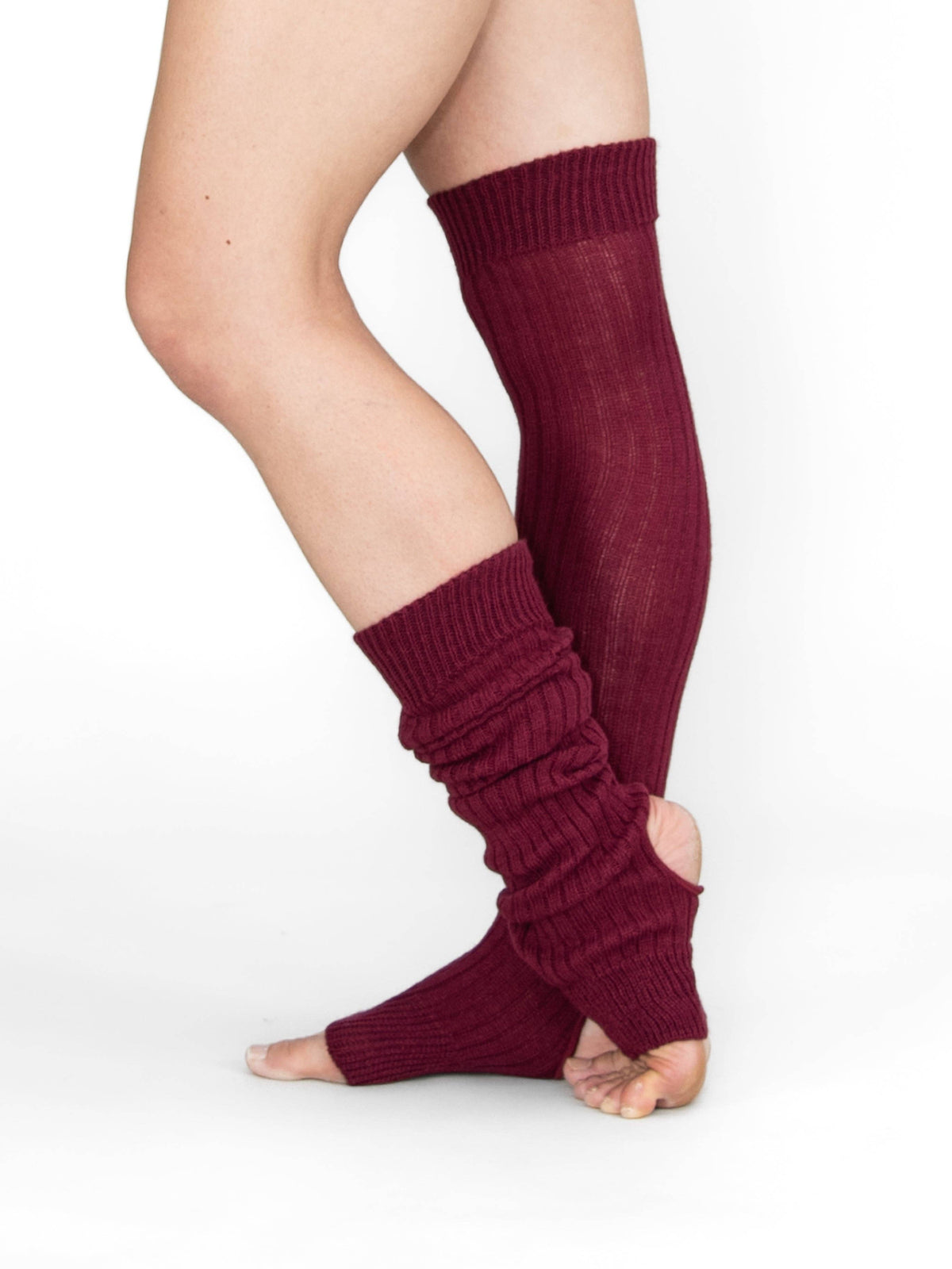Short Stirrup Leg Warmers: BURGUNDY / 1SIZ