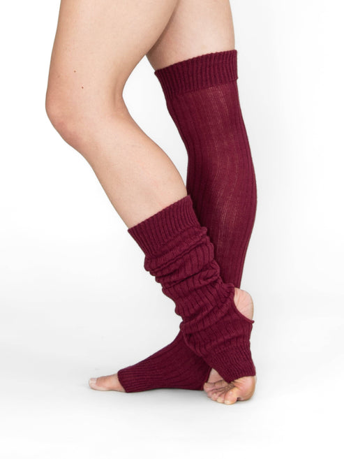 Short Stirrup Leg Warmers: BURGUNDY / 1SIZ