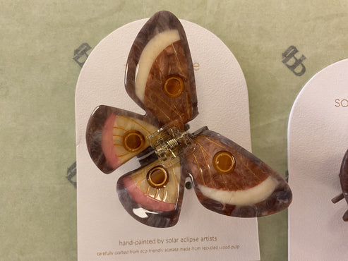 Pince à cheveux papillon de nuit Attacus atlas peinte à la main : écoresponsable