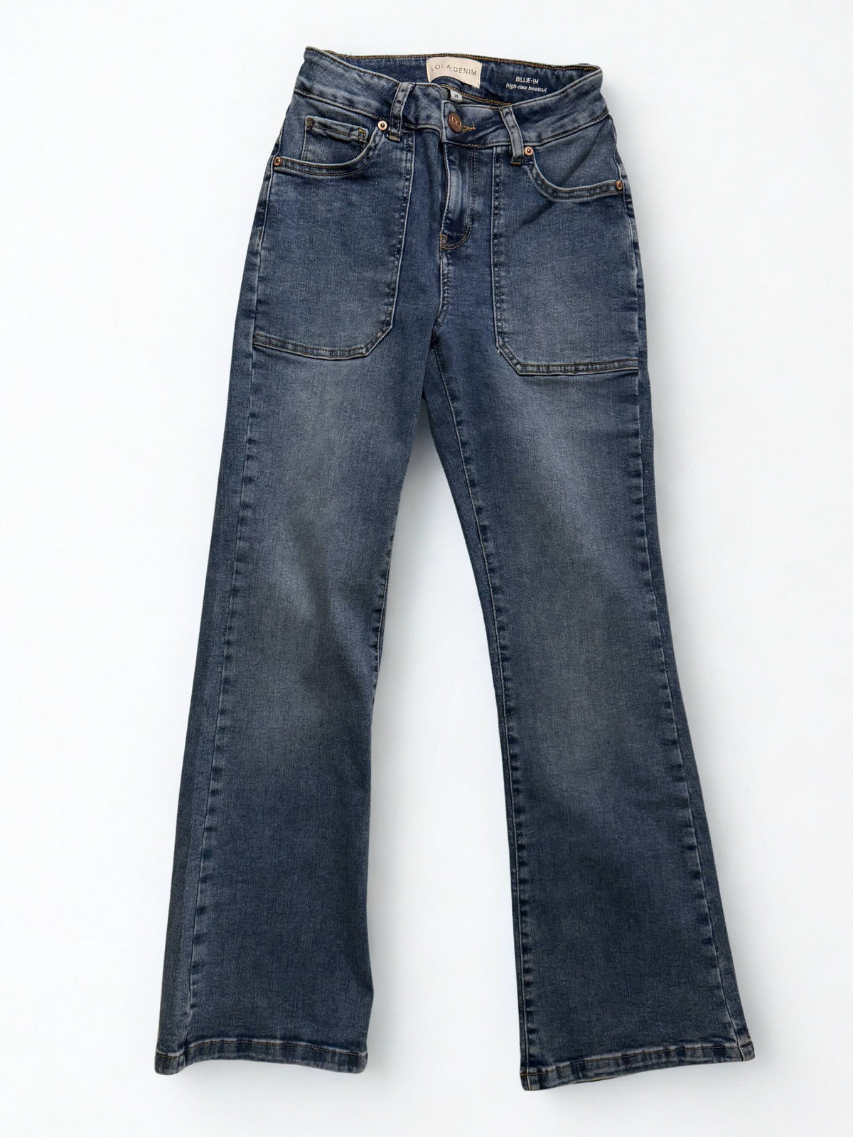 Pair of blue jeans on a white background