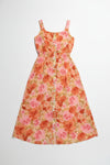 floral dress laying flat