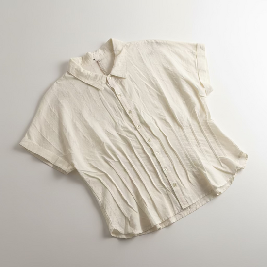 Embroidered Pleated Blouse