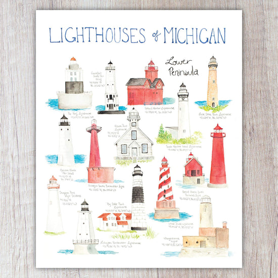 Lighthouses of Michigan (Lower Peninsula) A2 Card