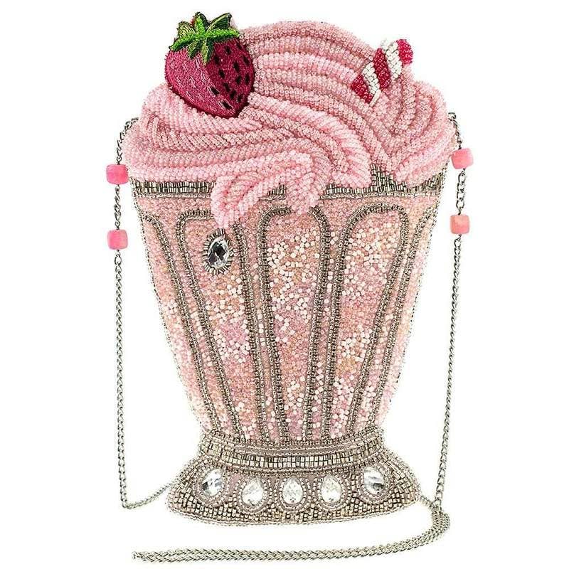 Sac à bandoulière perlé en forme de milkshake rose Shake It Up