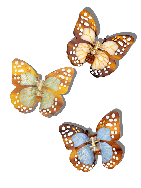 Hand-painted Boho Monarch Claw Hair Clip | Eco-Friendly: Brown