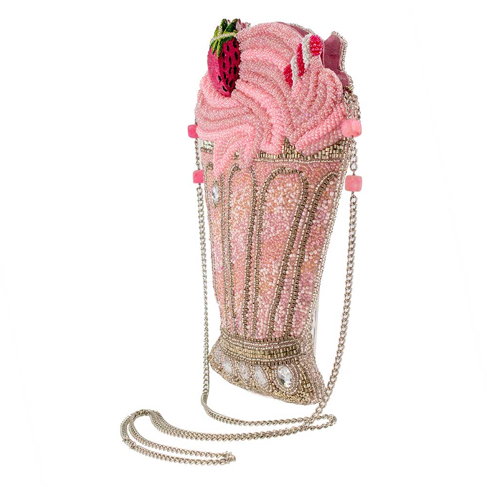 Sac à bandoulière perlé en forme de milkshake rose Shake It Up