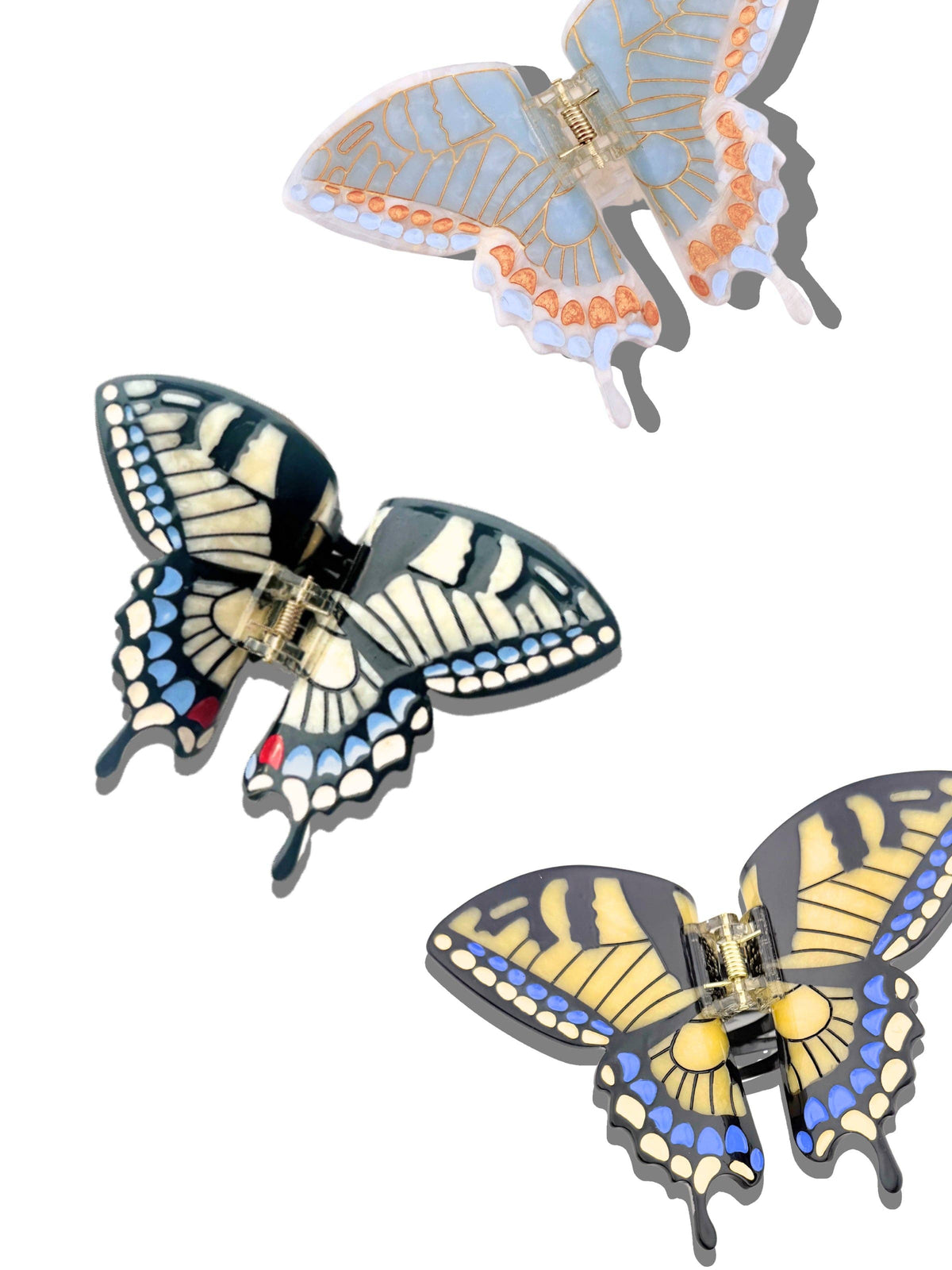 Hand-painted Swallowtail Butterfly Claw Hair Clip: White