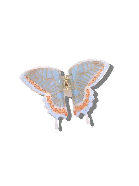 Hand-painted Swallowtail Butterfly Claw Hair Clip: Baby Blue - Limited Edition