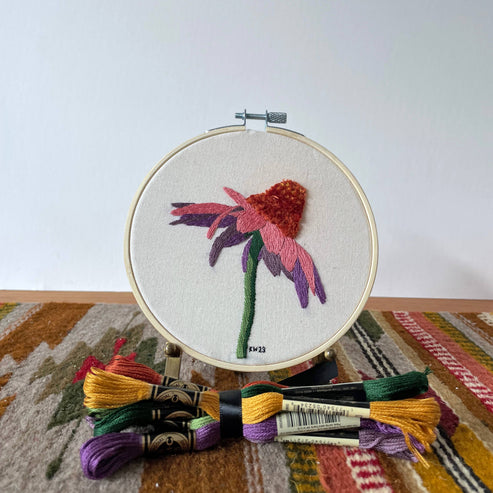 Kit de broderie DIY - Échinacée (12,7 cm)