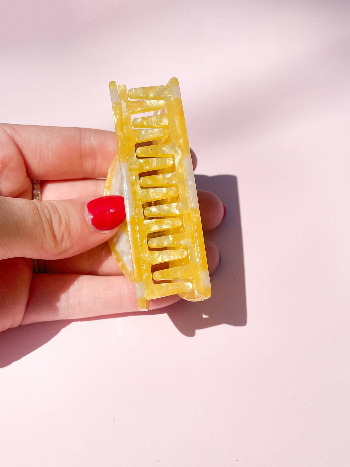 Pinza para el cabello de limón, color amarillo brillante // Acetato de celulosa