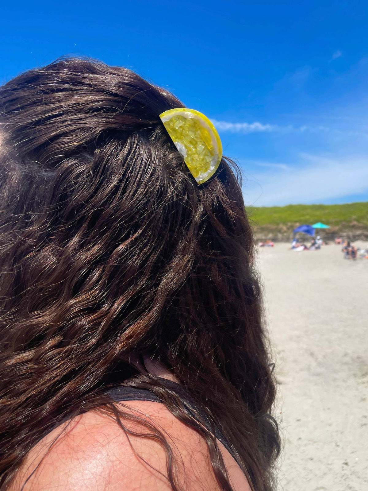Pinza para el cabello de limón, color amarillo brillante // Acetato de celulosa