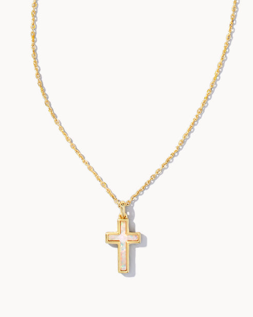 Cross Pendant White Opal Necklace