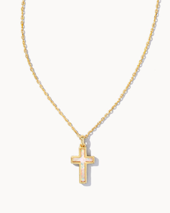 Cross Pendant White Opal Necklace