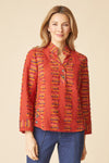 Embroidered Cotton Strip Half Placket Pullover